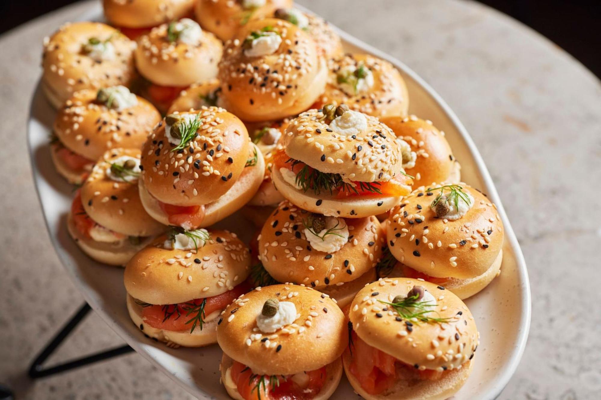 Melbourne Marriott Hotel Docklands Kültér fotó A platter of mini bagels